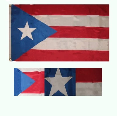 8x12 ft Embroidered Sewn Puerto Rico Light Blue Nylon Flag 8'x12' grommets 600D - Image 1 of 4