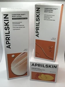 LOT OF 3/ Aprilskin Carrotene IPMP - Body Lotion, Body Wash & Cleansing Balm - Picture 1 of 4