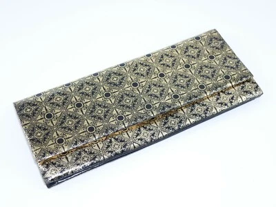 Vintage Gold Black Snap Closure Fold Over Clutch Shiny Flashy - Image 1 of 4