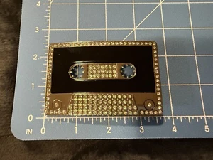 BLING CASSETTE TAPE RHINESTONES METAL NOVELTY BELT BUCKLE PIECES OF FLARE  - Picture 1 of 3