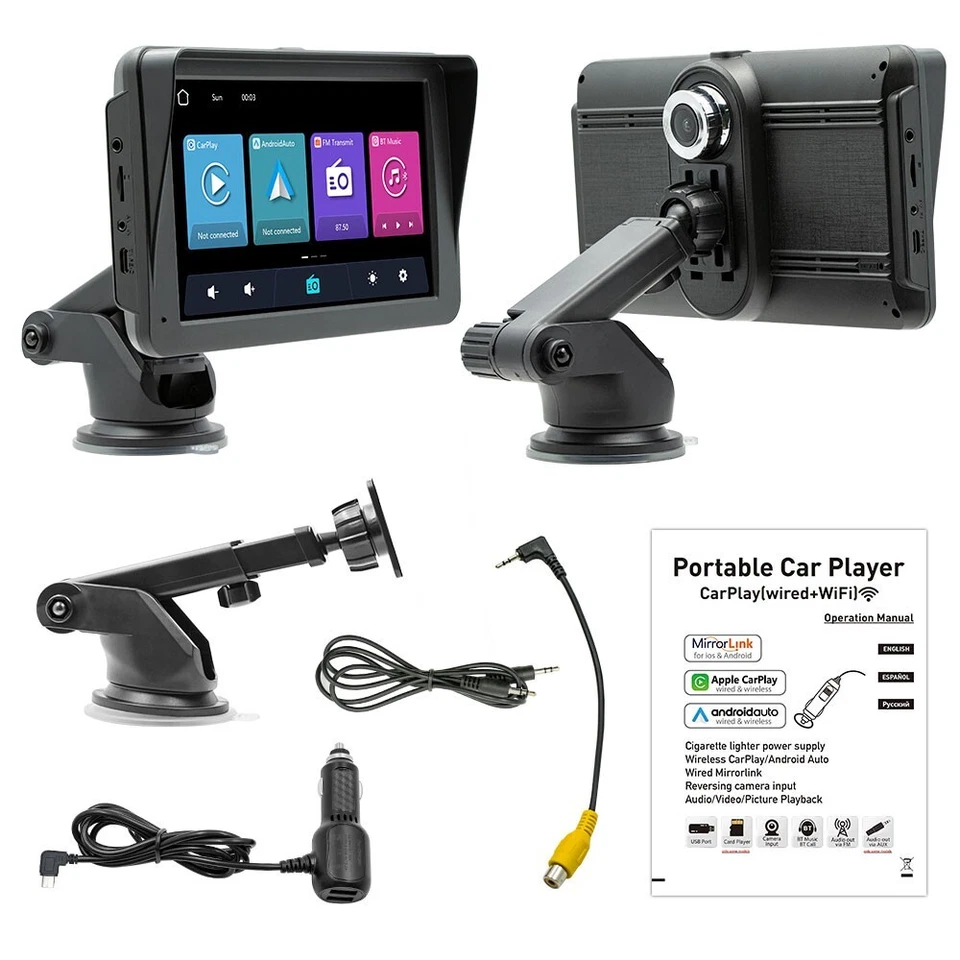 B5570 7-in 1024x600 Portable Car Player Bluetooth MP5 Player Built-in Dash Cam - Image 1 of 4