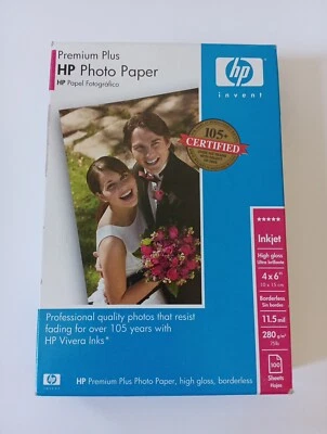 HP Photo Paper Premium Plus High Gloss - 4x6 - Borderless-100 Sheet (NEW SEALED) - Image 1 of 4