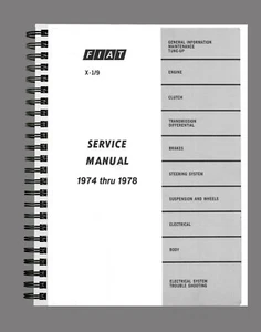 Fiat X19 X1/9 Shop 1974 1978 Manual Repair Workshop Service Book On Paper - Picture 1 of 3