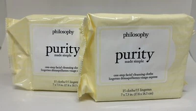 Paños de limpieza facial Philosophy Purity One Step toallitas 15 quilates X 2 = 30 quilates NUEVO Foto 1 de 3