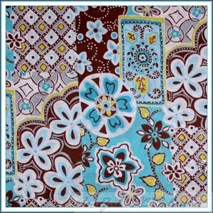 BonEful Fabric FQ Cotton Quilt VTG Old Antique White Brown Aqua Green Dot Flower - Picture 1 of 11