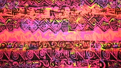 BTHY VTG MOD FUNKY HIPPY PSYCHEDILAC HOT PINK GEOMETRIC COTTON FABRIC 45"W CRAFT - Image 1 of 2