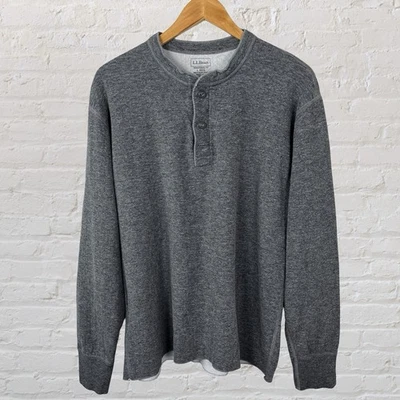 L.L. Bean River Driver Shirt Henley Wool Blend Hiking Outdoors Gray Mens Large - Image 1 of 4