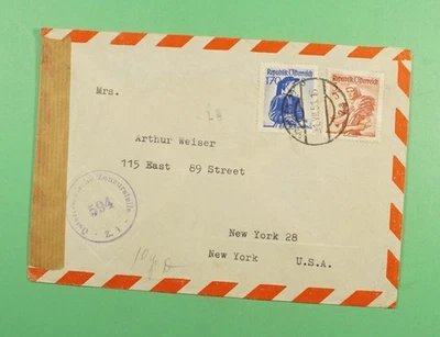DR WHO 1951 AUSTRIA CORREO AÉREO CENSURADO A EE. UU. 3S R09510 Foto 1 de 2