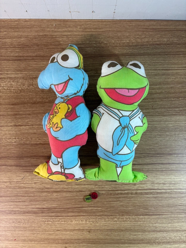 Almohadas cosidas Kermit the Frog 12" y Gonzo de peluche 1985 Muppets dañadas GDJ-240 Foto 1 de 2
