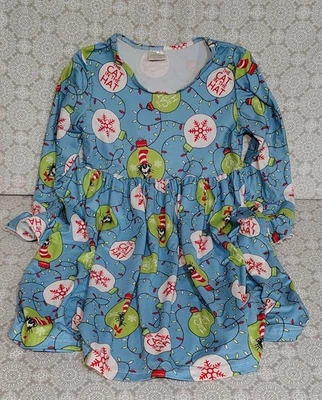 Boutique Dr Seuss Cat In The Hat Christmas Girls Ruffle Sleeve Dress XXXL Size 8 - Image 1 of 2