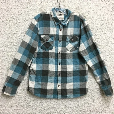 Camisa VANS Abotonada Grande Adulto Azul Fuera de la Pared Cuadros Manga Larga Bolsillos Hombres Foto 1 de 4
