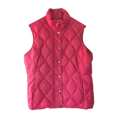 Lands End Women Red Quilted Vest Puffer Outerwear M Nylon Down Feather Relaxed  - Image 1 of 4