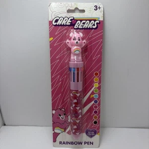 🌹Care Bears 10-color Rainbow Pen With Mini Figure Topper pink Cheer Bear - Picture 1 of 3