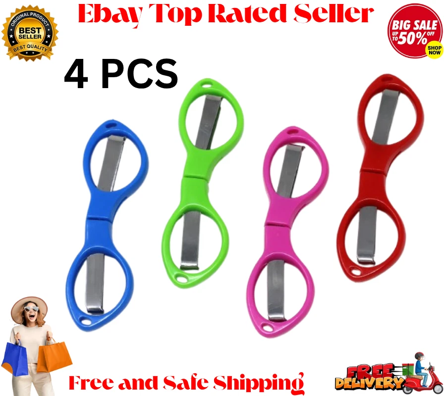 Tijeras de seguridad plegables con mango de plástico colorido 4 un. Tijeras de viaje con llave Foto 1 de 4