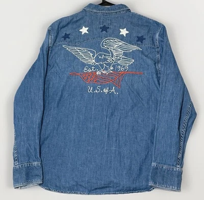 NEW MEN'S M GAP AMERICANA DENIM WESTERN SLIM FIT JEAN COWBOY SHIRT - Image 1 of 4