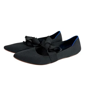 Rothy’s Womens 8.5 Black The Point Mary Jane Black Bow Tie Slip On Shoes Flats - Picture 1 of 7