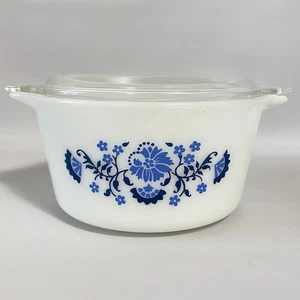 Vintage PYREX Blue Willow / Blue Floral 473 1 qt Covered Casserole w/Lid 470-C - Picture 1 of 12