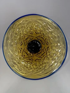 Blenko Glass ~ HANK ADAMS 15"+ BOWL ~ Textured Topaz & Cobalt 1994-95 Only #9427 - Picture 1 of 23