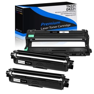 3 PK DR221 Drum TN221 Black Toner for Brother HL-3140CW MFC-9330CDW HL-3170CDW - Picture 1 of 24