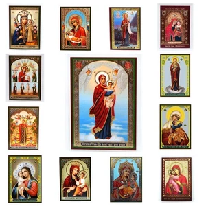 Ikone Gottesmutter geweiht икона Богородица освящена ламинирована 8x6 cm (B, V) - Picture 1 of 14