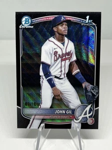 2025 Bowman Chrome John Gil Black Wave Refractor /10 Card 1st Prospect Braves - Picture 1 of 5