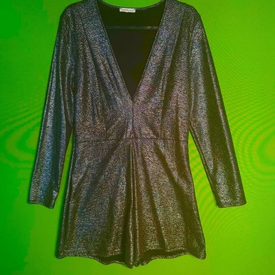 MACACÃO FEMININO CHARLOTTE RUSSE gola V tamanho GG festa casamento brilho stretch glam - Imagem 1 de 4