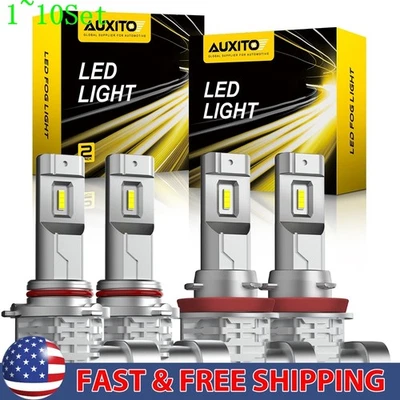 AUXITO 9005 9006 H11 Headlight LED Fog Light High Low Beam Bulb 80000LM 1-10Set - Image 1 of 4