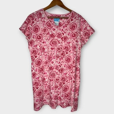 Nick & Nora Pink Floral Roses Nightgown Cotton Gown Mumu Feminine Comfy Cute  XL - Image 1 of 4