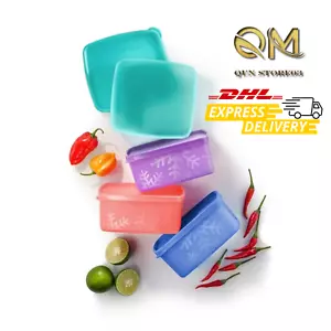 Tupperware Snowflake Freezer Medium Square Round Plastic Container 400ml (4) Set - Picture 1 of 9