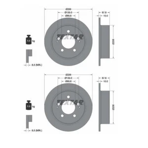 2x Textar 92198703 Bremsscheibe für Ssangyong Rexton W/Rexton Actyon i - Bild 1 von 1