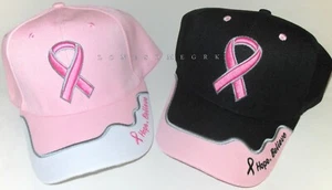 Womens Breast Cancer Awareness Pink Ribbon Hope Believe Adjustable Cap Hat BOXED - Picture 1 of 8