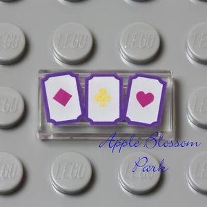 NEW Lego Minifig Trans Clear PLAYING CARDS 1x2 Tile w/Purple Pink Heart Diamond - Picture 1 of 3