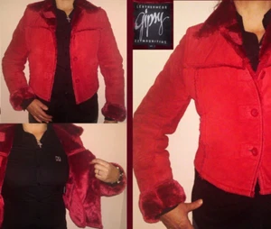 GIPSY WILDLEDER Velourleder Lederjacke Felljacke Pelz Jacke Winterjacke Rot M 38 - Bild 1 von 4