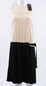 Vestido de Diseñador Piazza Sempione Damas Crema/Negro Cinturón Cintura Caída 40 4 ITALIA - Imagen 1 de 6