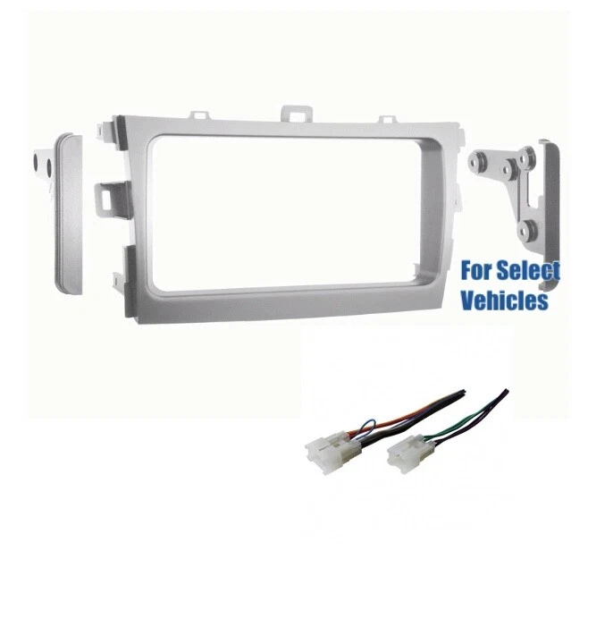 Комплект серебристой двойной автомобильной стереосистемы Din для приборной панели для некоторых Toyota Corolla 2009-2011 годов выпуска   - Изображение 1 из 1