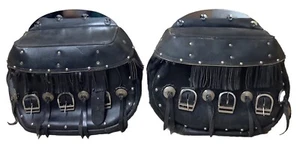 J & P Cycles 2pc Black Leather Saddle Bags for 1936-1957 Harley Motorcycles - Bild 1 von 22