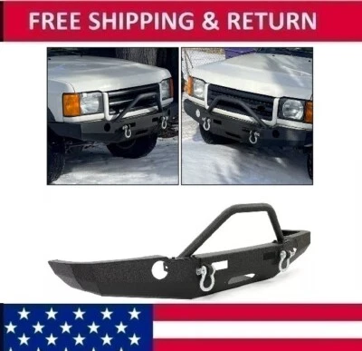 Parachoques delantero de acero negro con barra Bull para Land Rover Discovery II 1998-2004 Foto 1 de 4