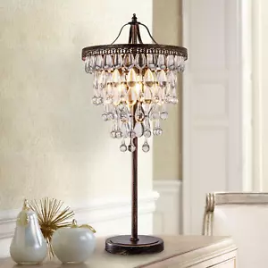 3 Lights Crystal Table Lamp for Living Room, Bedside Table Lamp for Bedroom Dimm - Picture 1 of 7