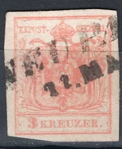 FRANCOBOLLO AUSTRIA 1850 Sc. #3 TIPO III CANCELLAZIONE LINEARE USATA #5 - Foto 1 di 2