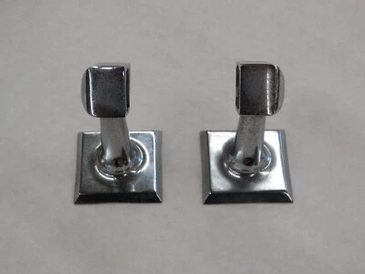 Vintage Mid Century Towel Bar/Toilet Paper Chrome Plated Cast Brass Holders Pr. - Image 1 of 4