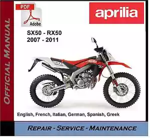 Aprilia RX50 / SX50 2007 2008 2009 2010 2011 Workshop Service Repair Manual CD - Picture 1 of 1