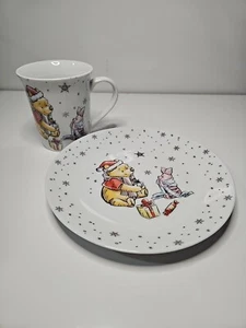 New Disney Winnie The Pooh & Piglet Christmas Cup And Saucer Or MUG & PLATE set - Picture 1 of 7