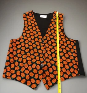 Charlotte Halloween Vest OSFA Jack O Lantern All Over Print Pumpkin Made in USA - Picture 1 of 15