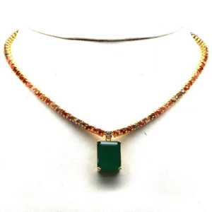 925 Argento Sterling 13 x 17 MM Verde Agata, Topazio & Spinello Collana 41.9cm - Foto 1 di 5