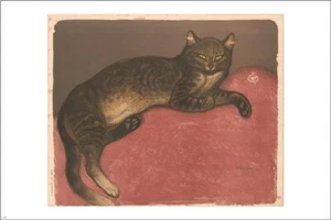 CAT on a CUSHION theophile alexandre steinlen VINTAGE ART POSTER 20x30 rare - Bild 1 von 1