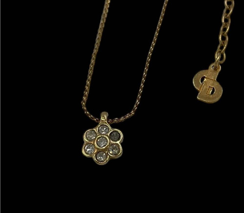 Collana Christian Dior motivo floreale strass oro donna