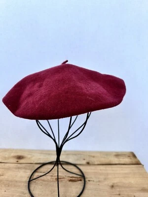 Boina Francesa Lana Borgoña Sombrero Heritage Preppy Dinero Antiguo Foto 1 de 4