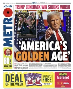 GOLDEN AGE 7 Nov 2024 President Donald J. Trump DJT Election UK Metro Newspaper - Picture 1 of 2