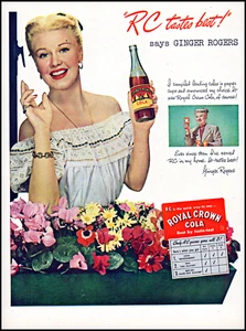 1948 RC Cola Ginger Rogers foto Royal Crown Cola anuncio impreso vintage LA48 - Imagen 1 de 1