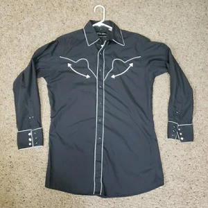 White Horse Black & White Pearl Snap Shirt Mens M Embroidered Western Cowboy  - Picture 1 of 9